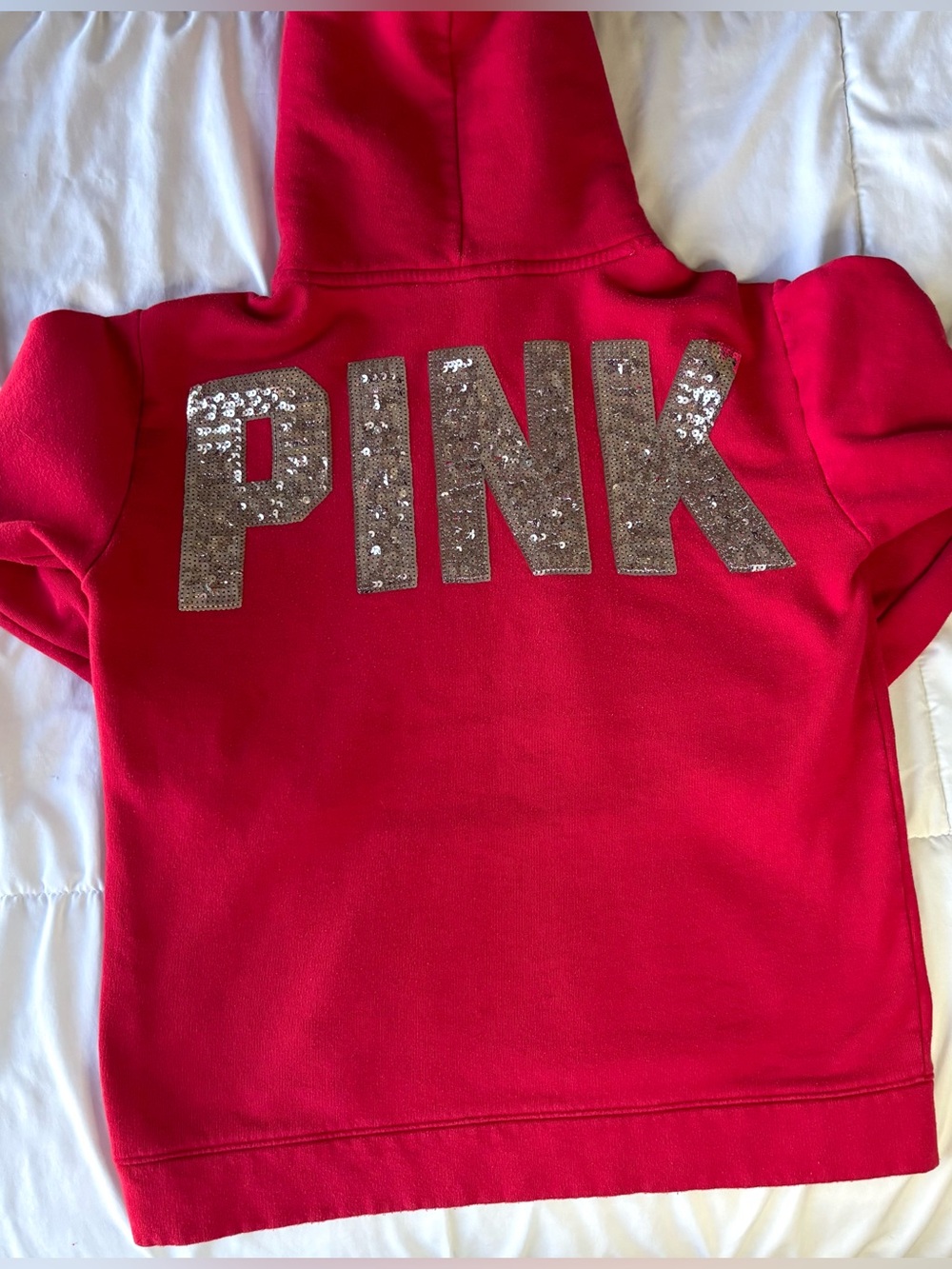 PINK Victoria's Secret Sequin Logo Red Hoodie